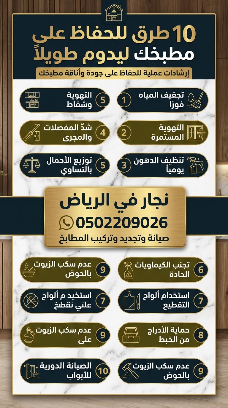 طرق للحفاظ على مطبخك ليدوم طويلاً | نجار في الرياض 0502209026